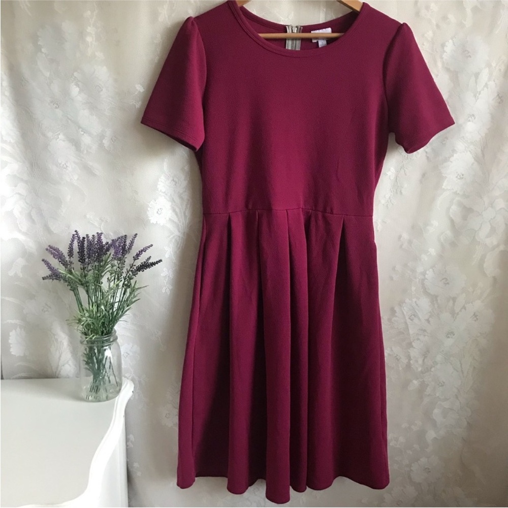 LuLa Roe Burgundy/Maroon fit and flare dress
